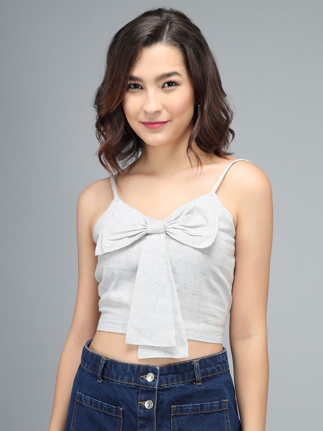 

TANDUL Pure Cotton Bralette Top, Grey