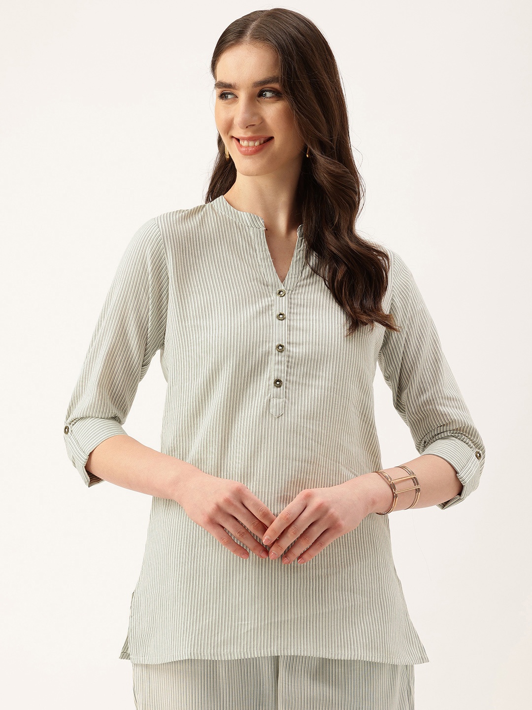 

AMUKTI Mandarin Collar Tunic, Off white