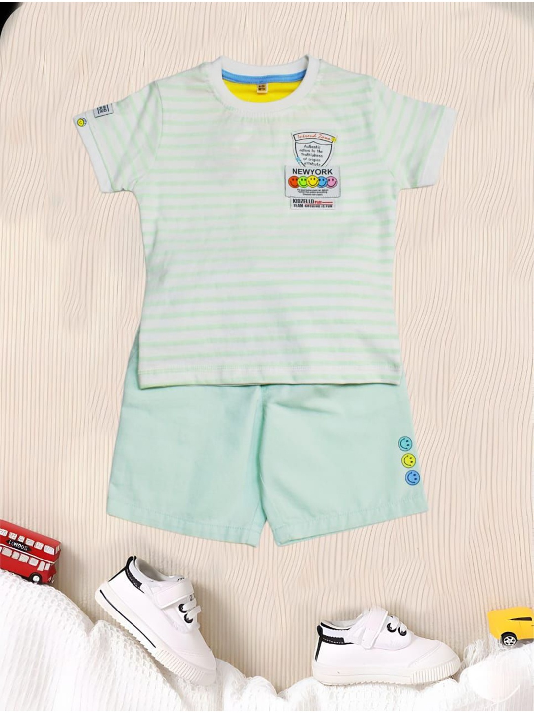 

BAESD Boys Striped T-shirt with Shorts, White