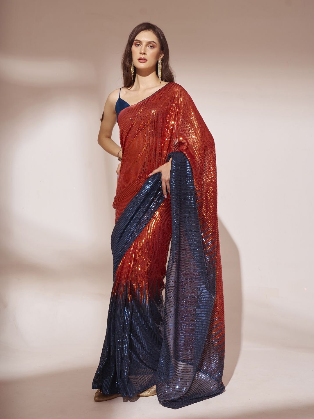 

Kalista Embellished Sequinned Pure Georgette Saree, Teal