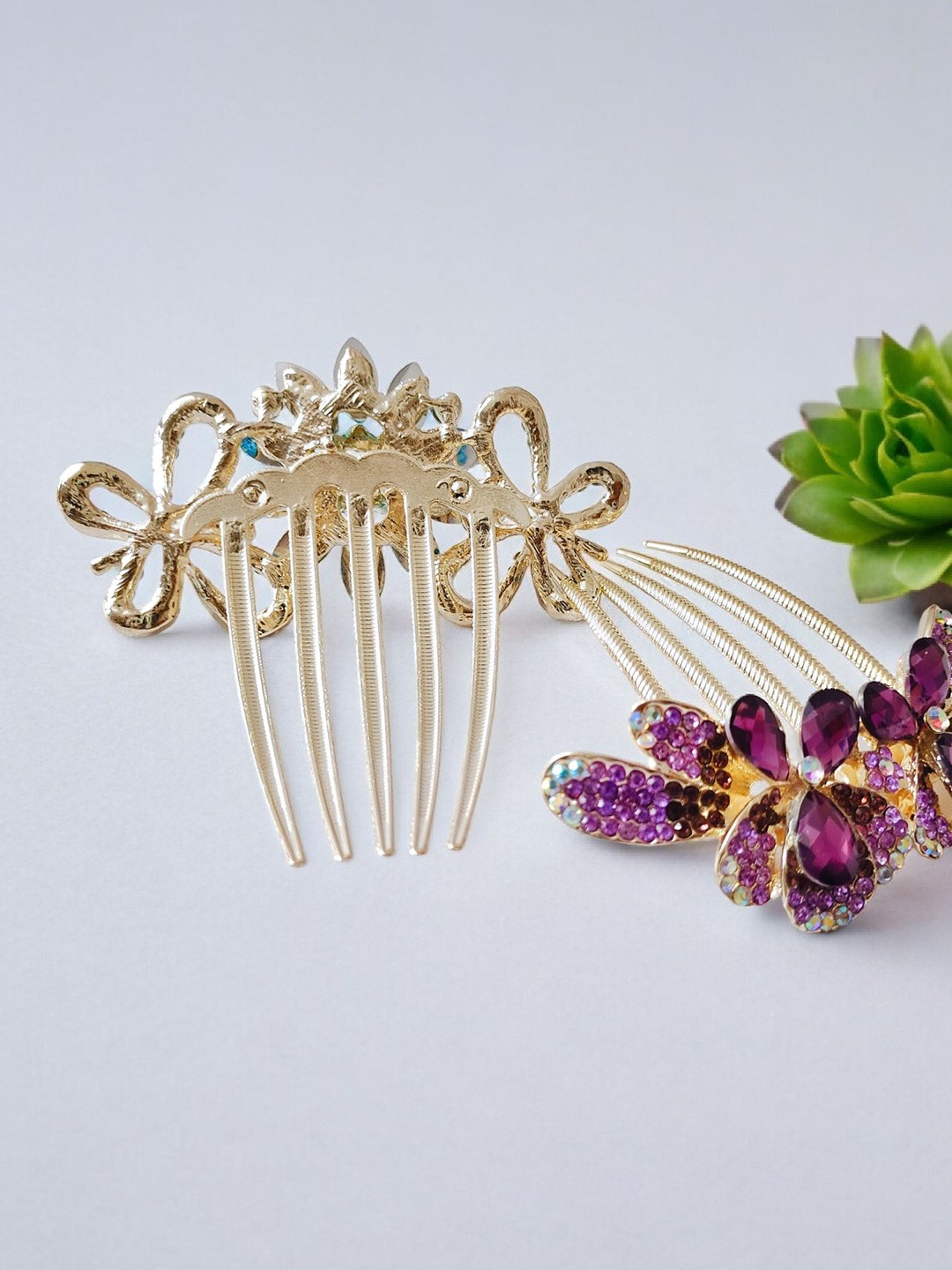 

ANNA CREATIONS Embellished Rhinestones Bridal Hair Comb Pin, Gold