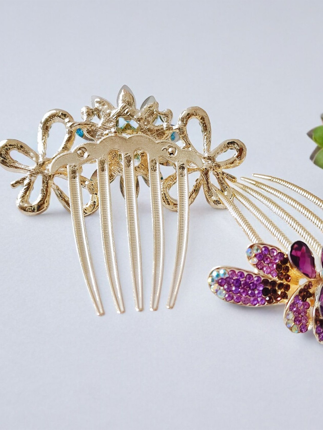 

ANNA CREATIONS Embellished Rhinestones Bridal Hair Comb Pin, Gold