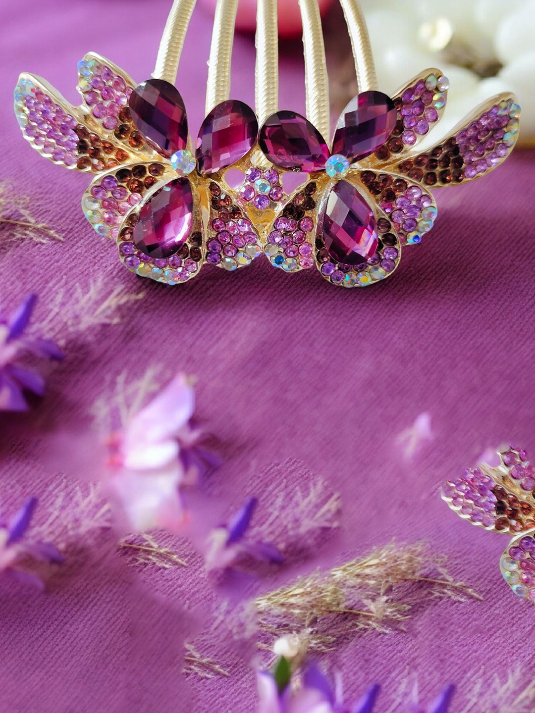 

ANNA CREATIONS Embellished Rhinestones Bridal Hair Comb Pin, Purple