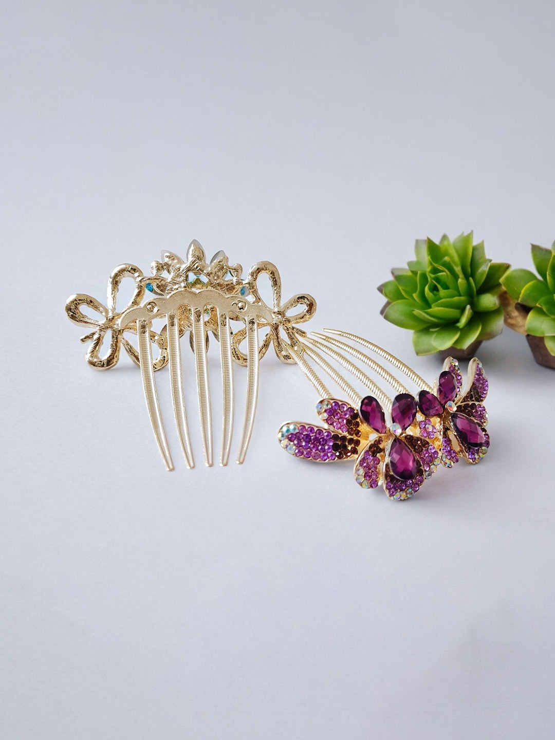 

ANNA CREATIONS Embellished Rhinestones Bridal Hair Comb Pin, Red
