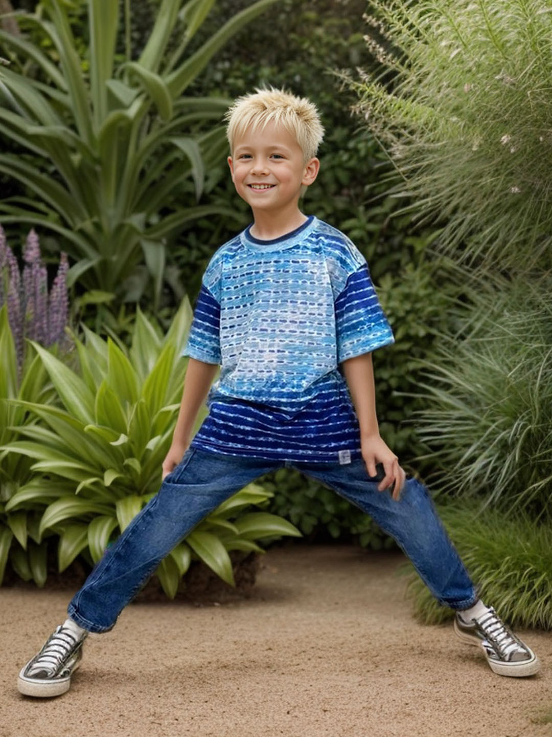 

Jumping Joey Boys Dyed Pure Cotton Oversized T-shirt, Blue