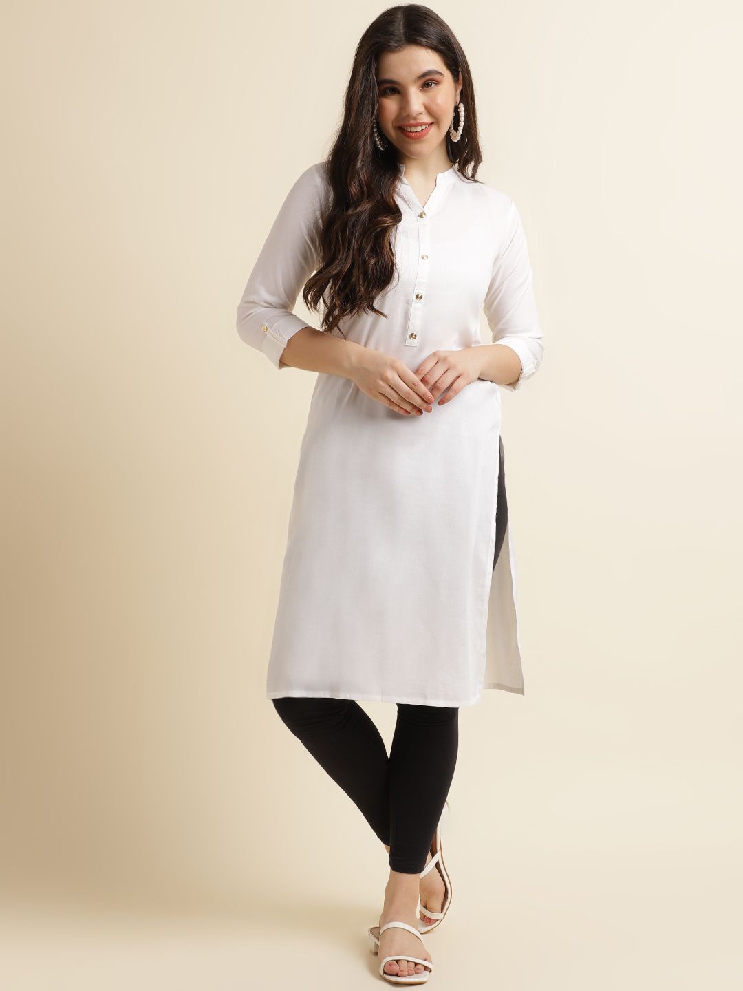 

Fabclub Mandarin Collar Kurta, Off white