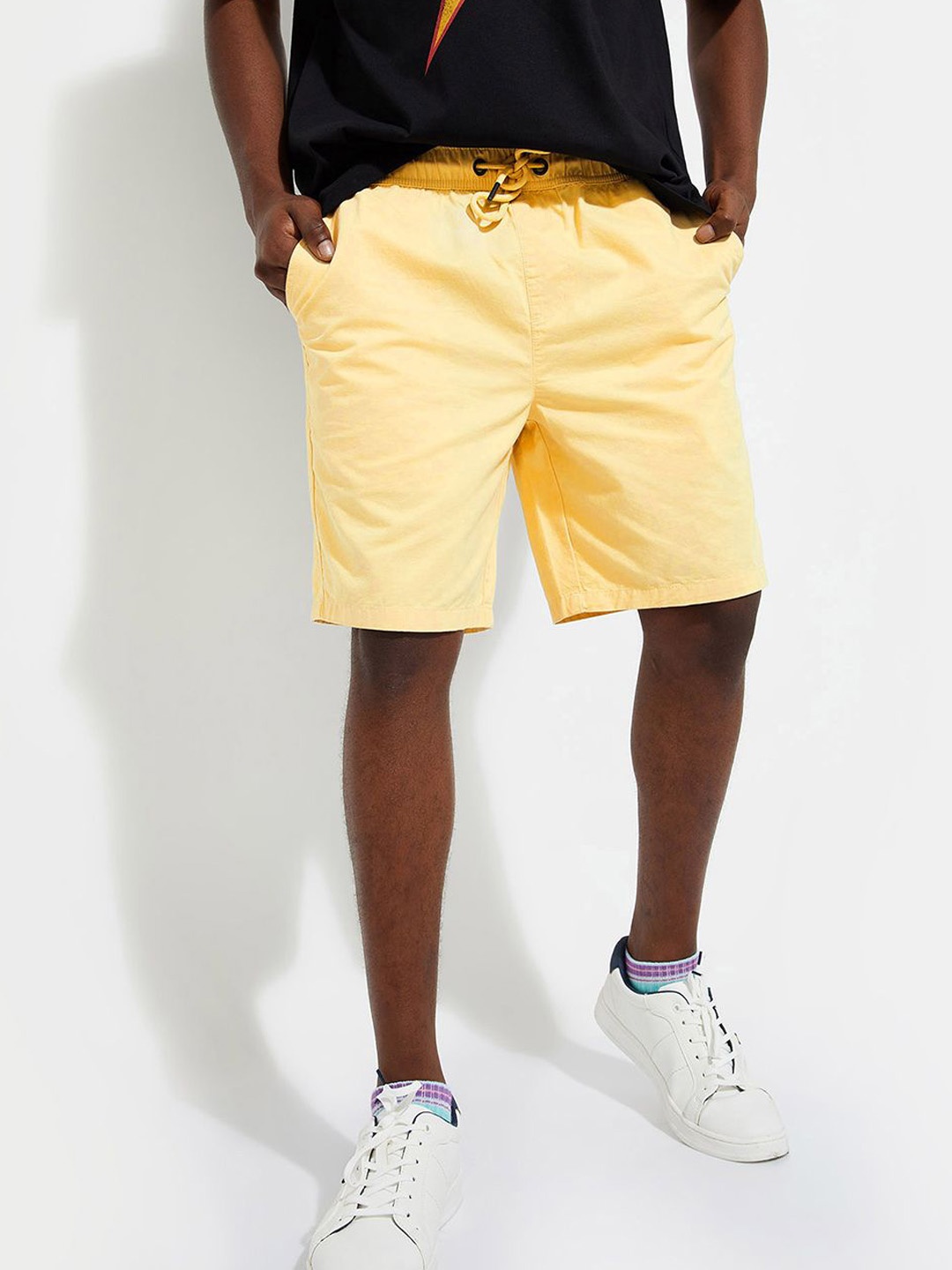 

max URB_N Men Solid Slim Fit Shorts, Yellow