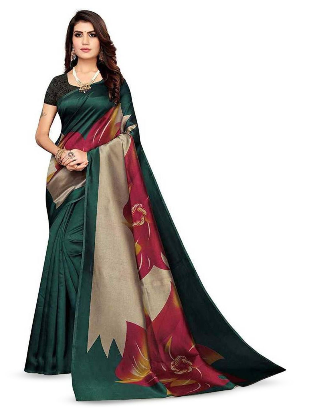 

RUNAYA NX Floral Ready to Wear Saree, Green