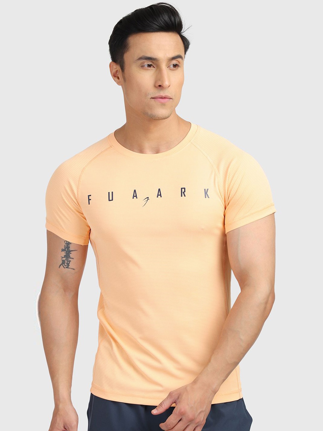 

FUAARK Men Typography Printed Anti Odour Slim Fit T-shirt, Peach