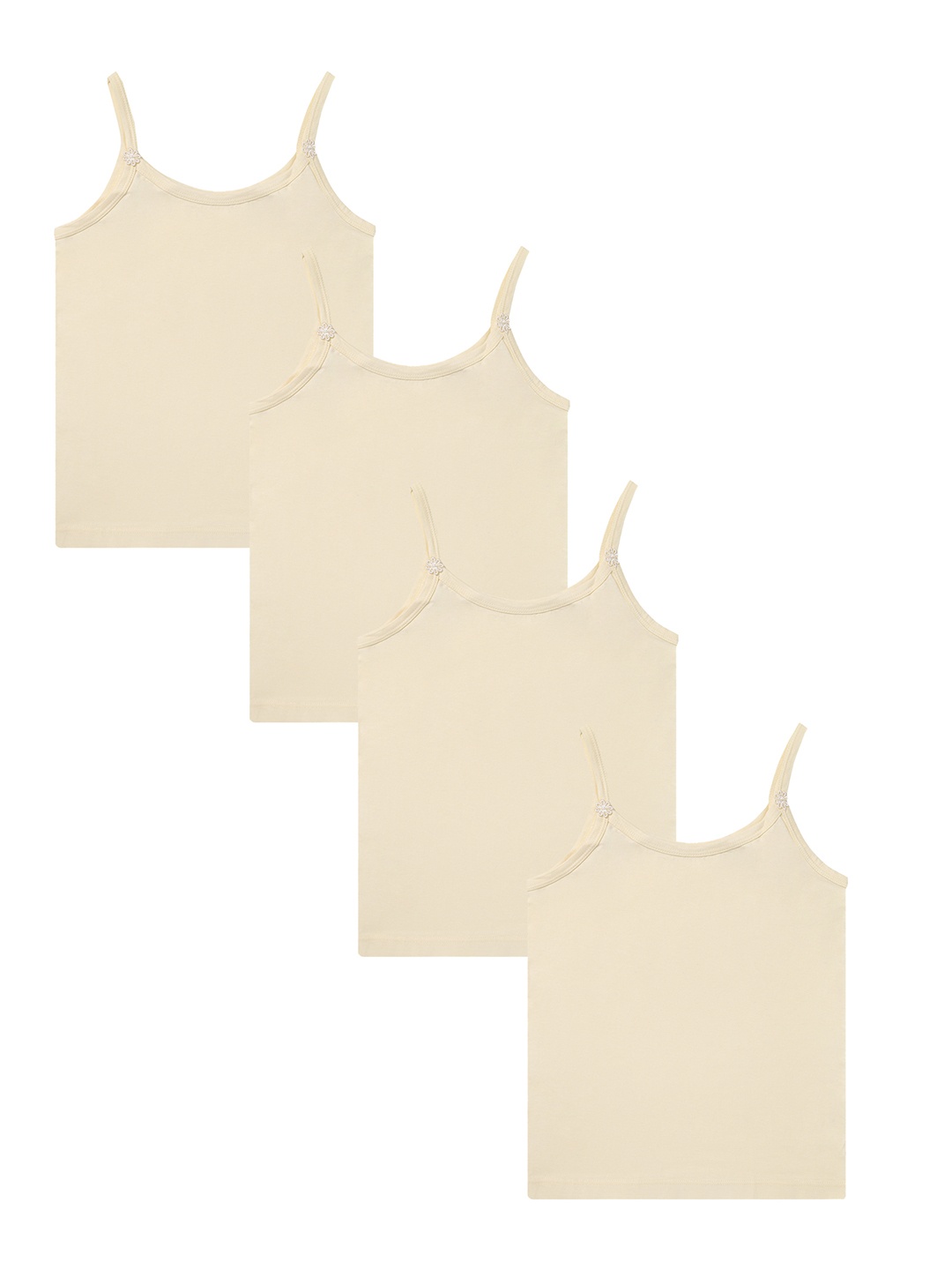 

DYCA Girls Pack Of 4 Non Padded Sleeveless Cotton Camisoles, Beige