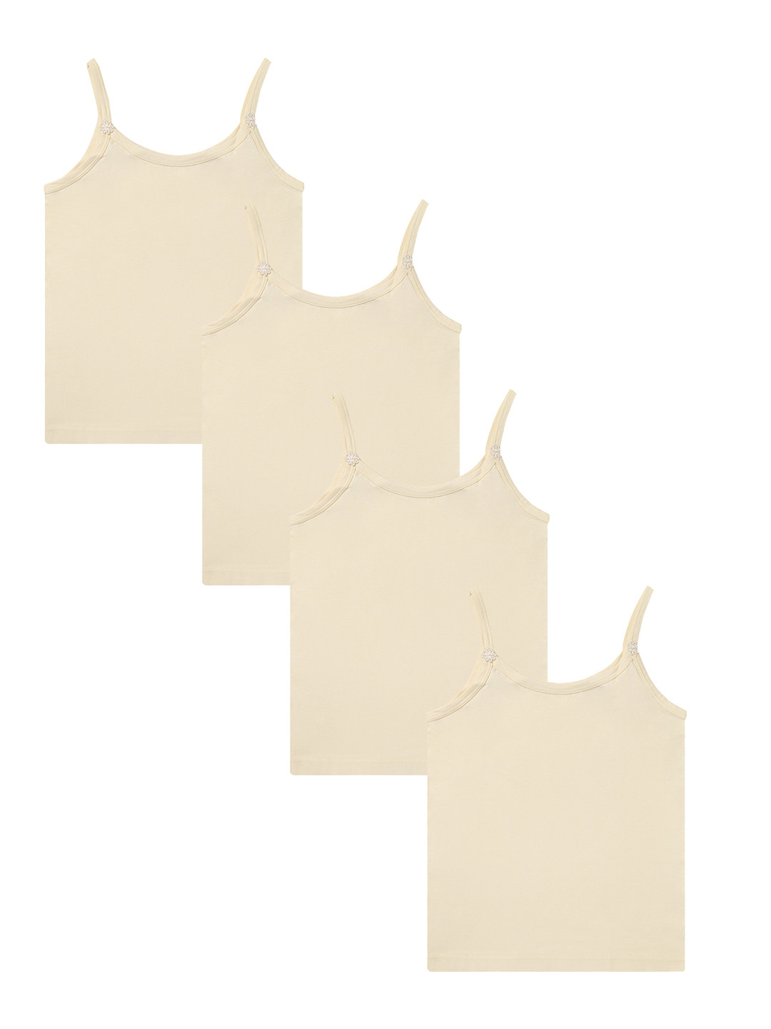 

DYCA Infant Girls Pack Of 4 Cotton Sleeveless Camisoles, Beige