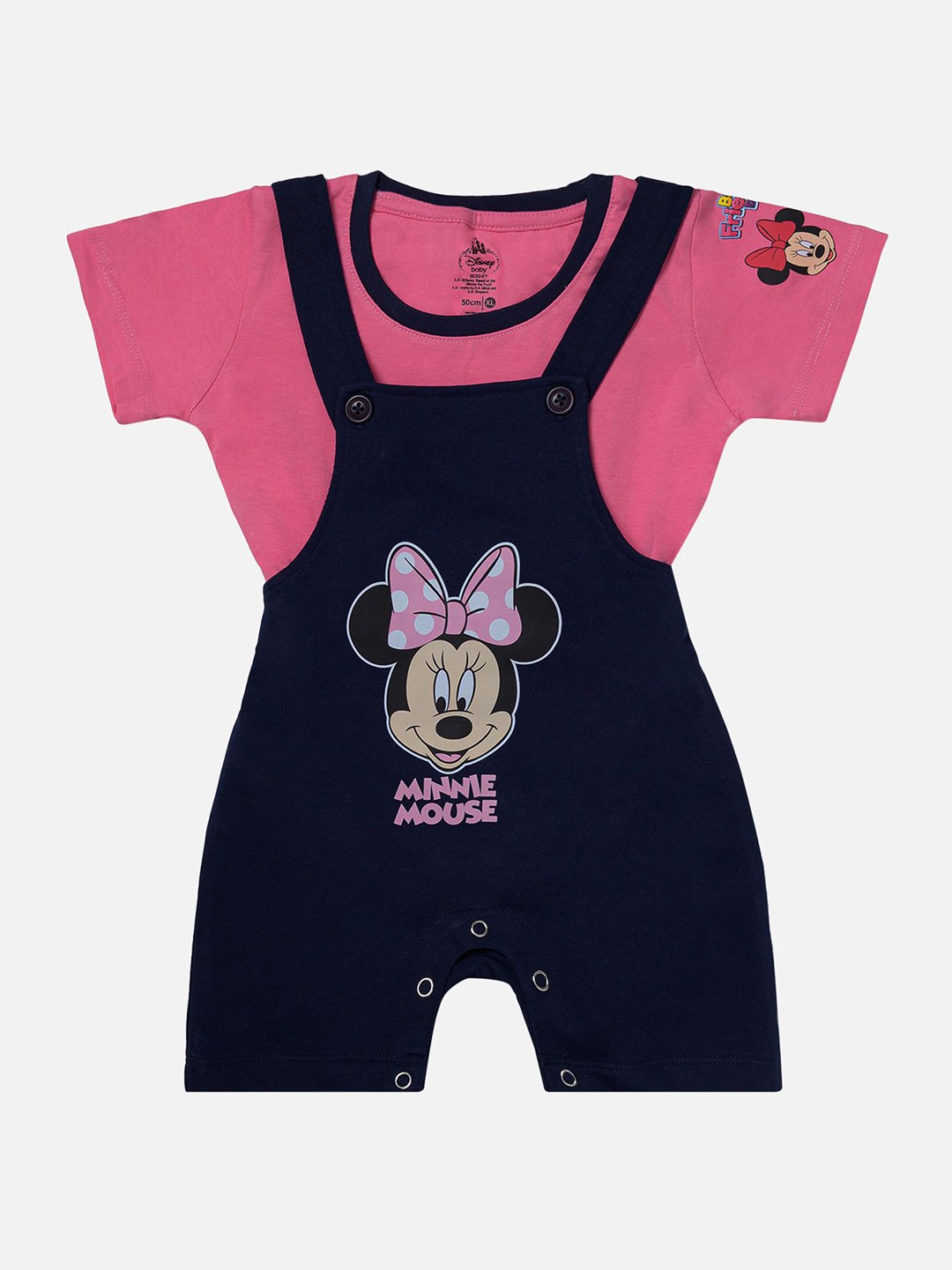 

Bodycare Kids Girls Printed Dungaree With T-shirt, Pink