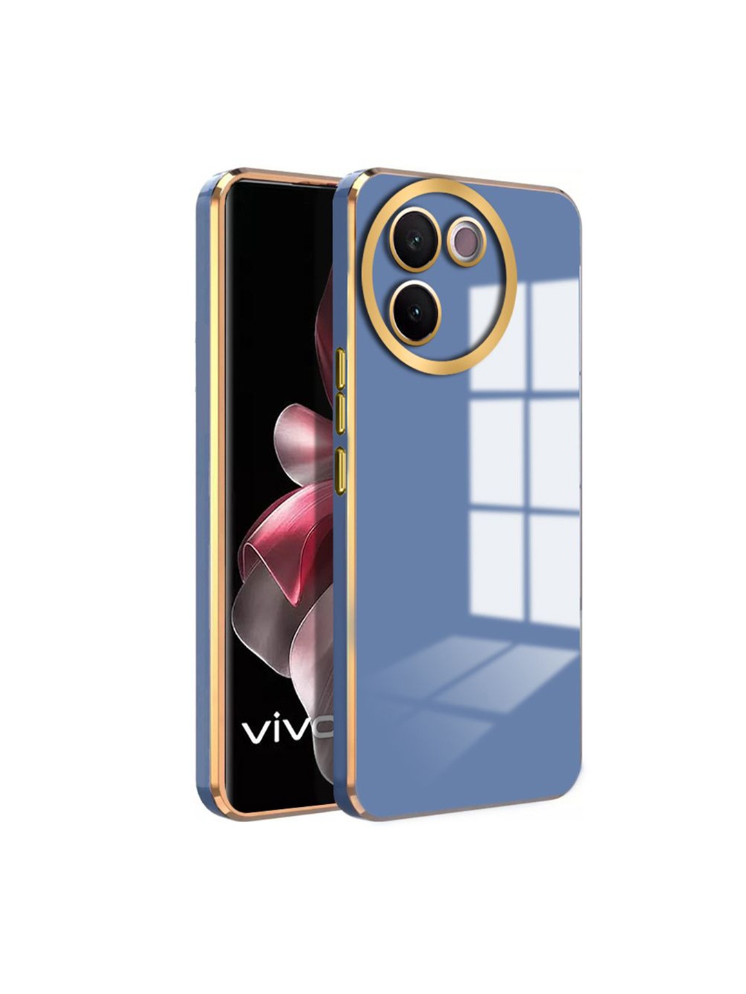 

Karwan Vivo V30E Luxury 6D Chrome Back Cover Case Mobile Accessories, Blue