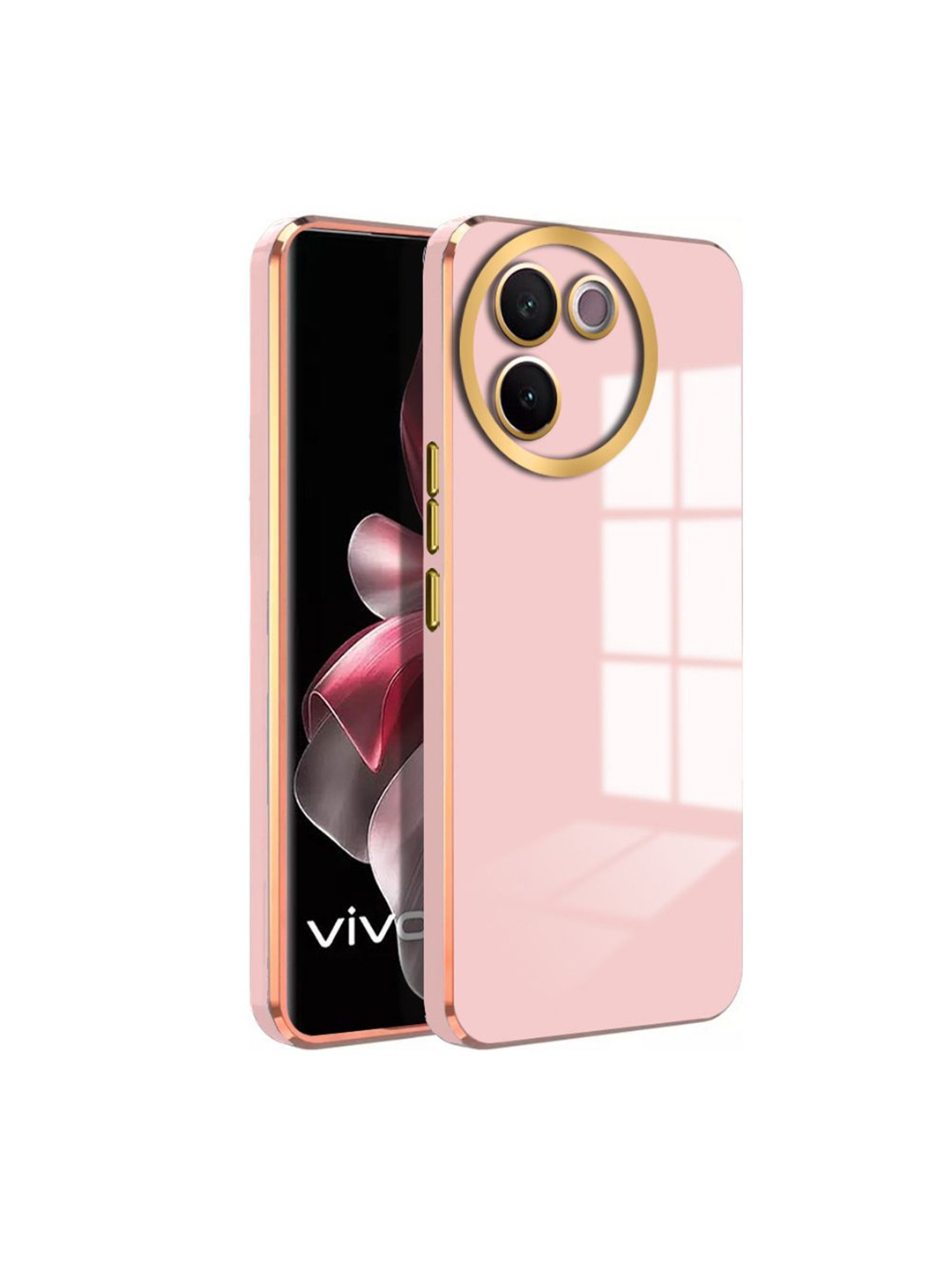 

Karwan Vivo V30E Luxury 6D Chrome Back Cover Case Mobile Accessories, Pink