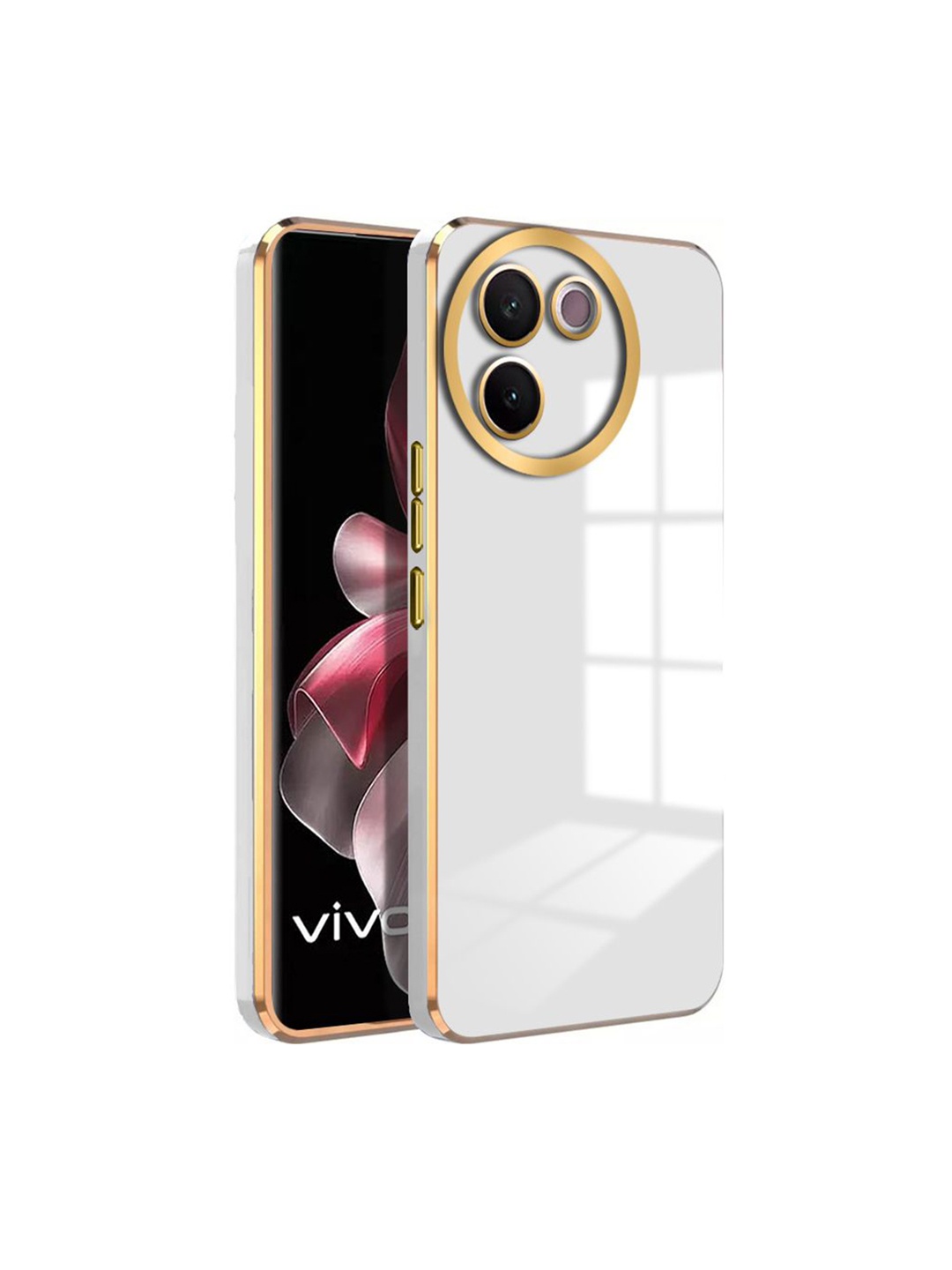 

Karwan Vivo V30E Luxury 6D Chrome Back Cover Case Mobile Accessories, White