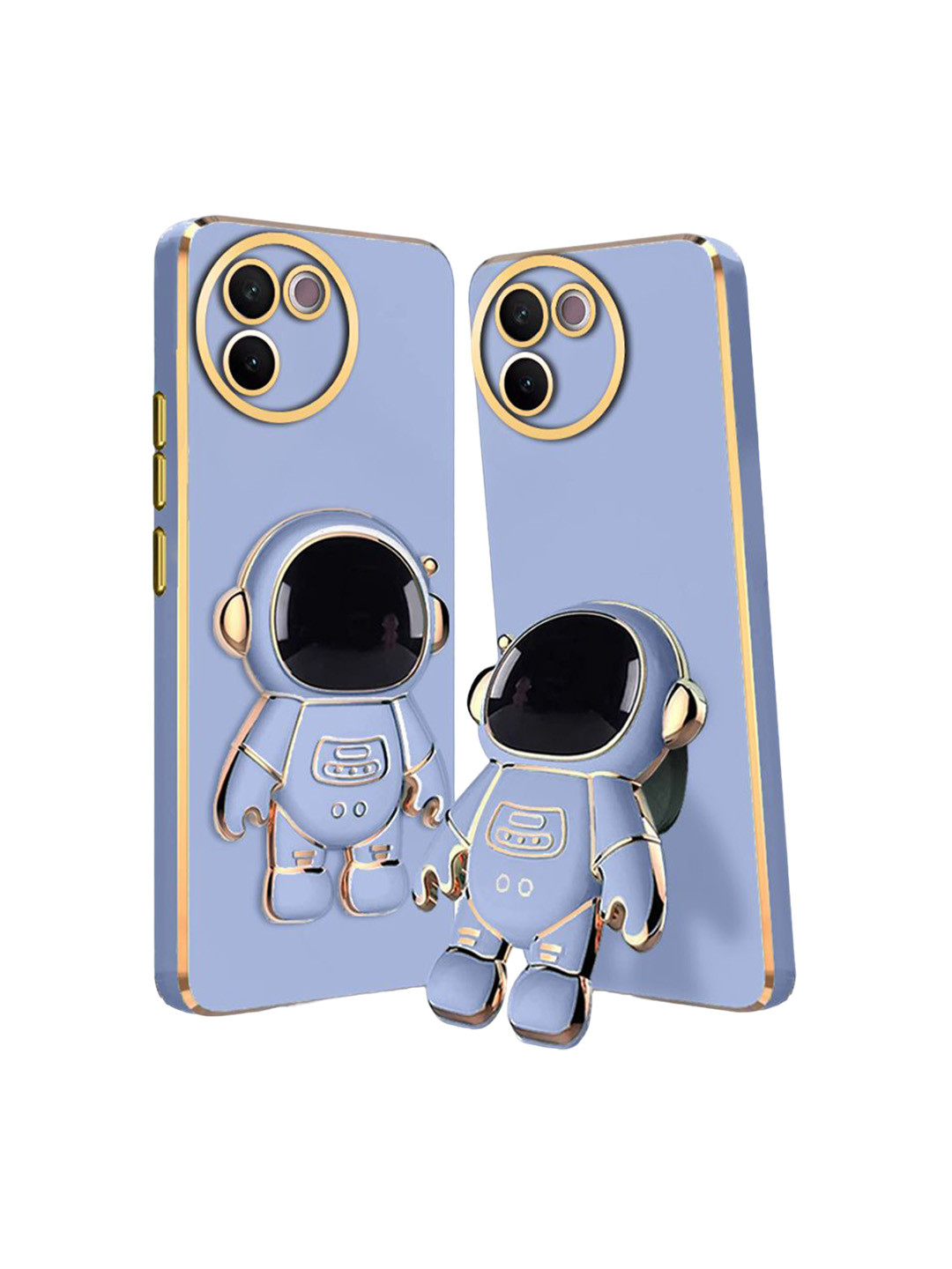 

Karwan Vivo V30E Soft Back Case With 3D Astronaut Folding Stand Mobile Accessories, Blue