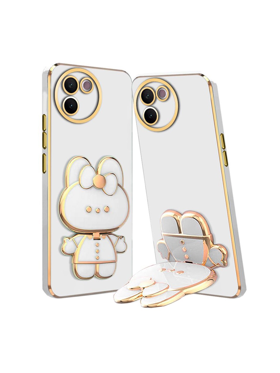 

Karwan Vivo V30E Soft 3D Cat Back Case and Cover with Stand Mobile Accessories, White