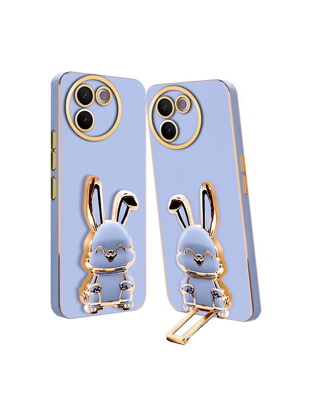 

Karwan Vivo V30E Soft Back Case With 3D Bunny Folding Stand Mobile Accessories, Blue