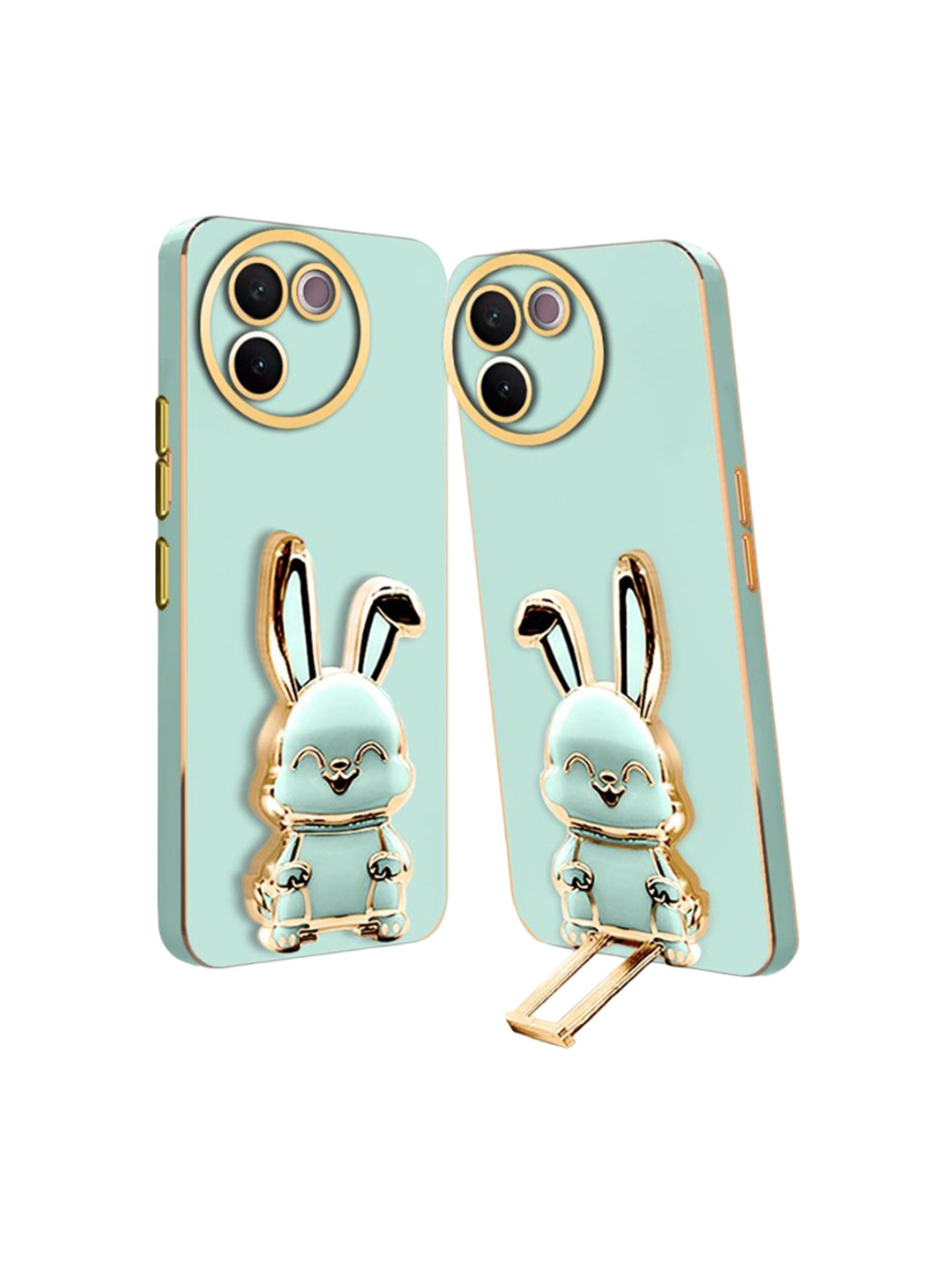 

Karwan Vivo V30E Soft Back Case With 3D Bunny Folding Stand Mobile Accessories, Green