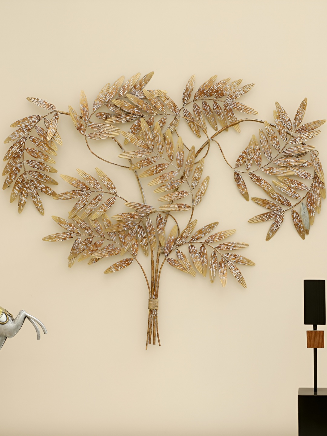 

vedas Gold Toned & Brown Textured Metal Abstract Wall Decor
