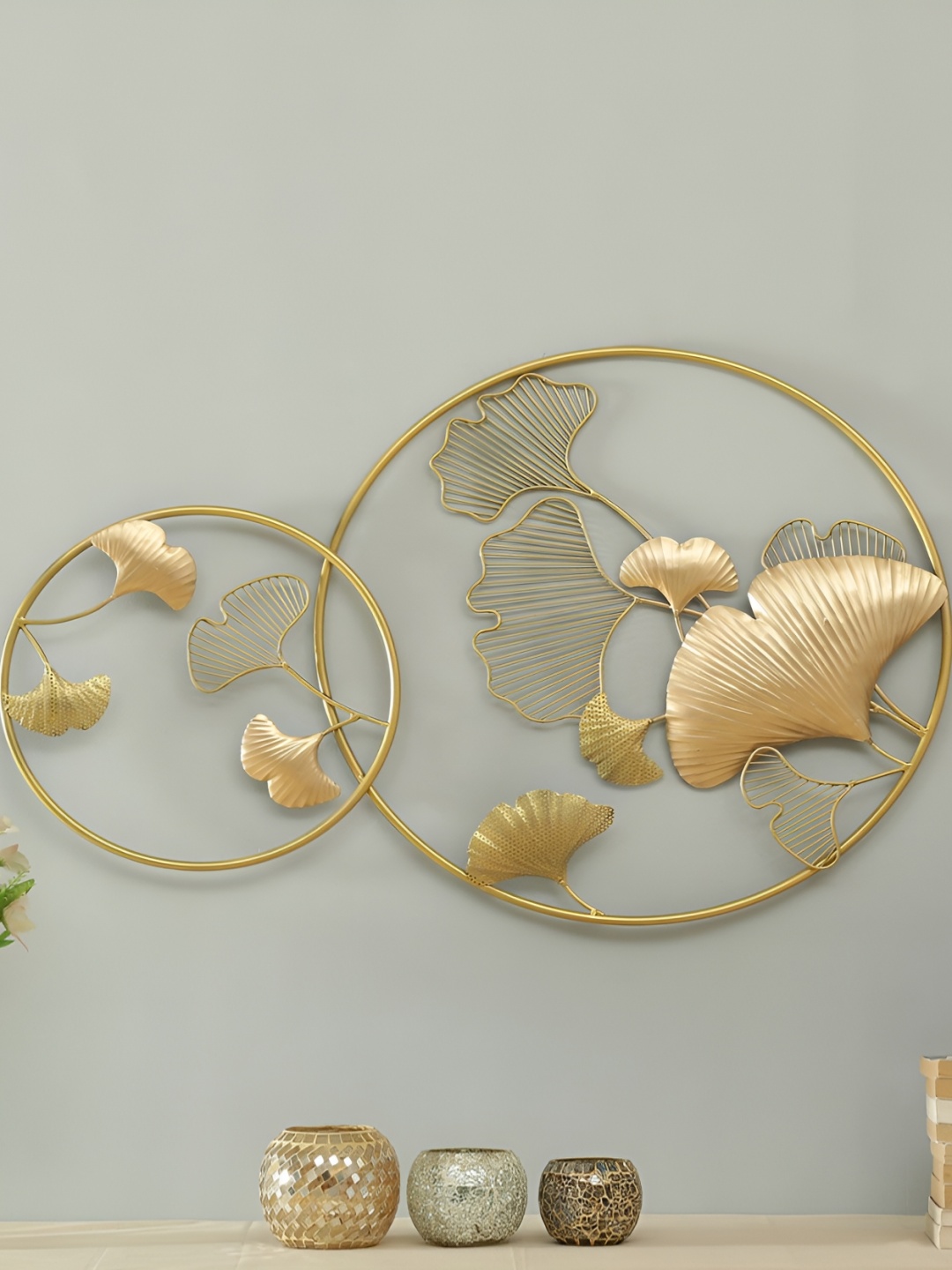 

vedas Gold Toned Textured Metal Abstract Wall Decor