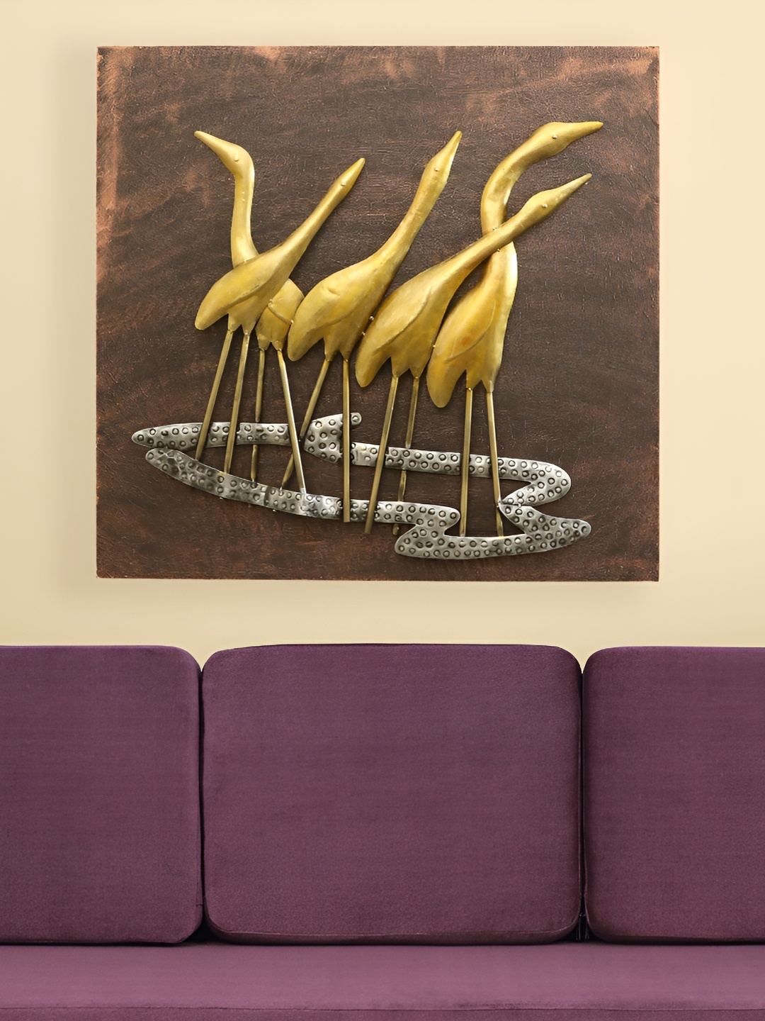 

vedas Brown & Gold Toned Textured Metal Abstract Wall Decor