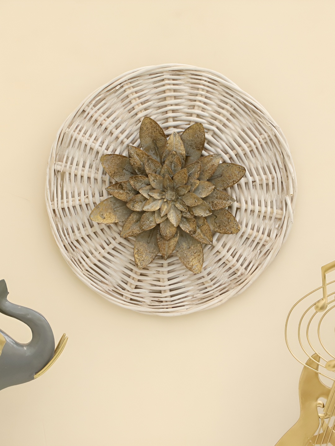 

vedas White & Brown Textured Metal Abstract Wall Decor