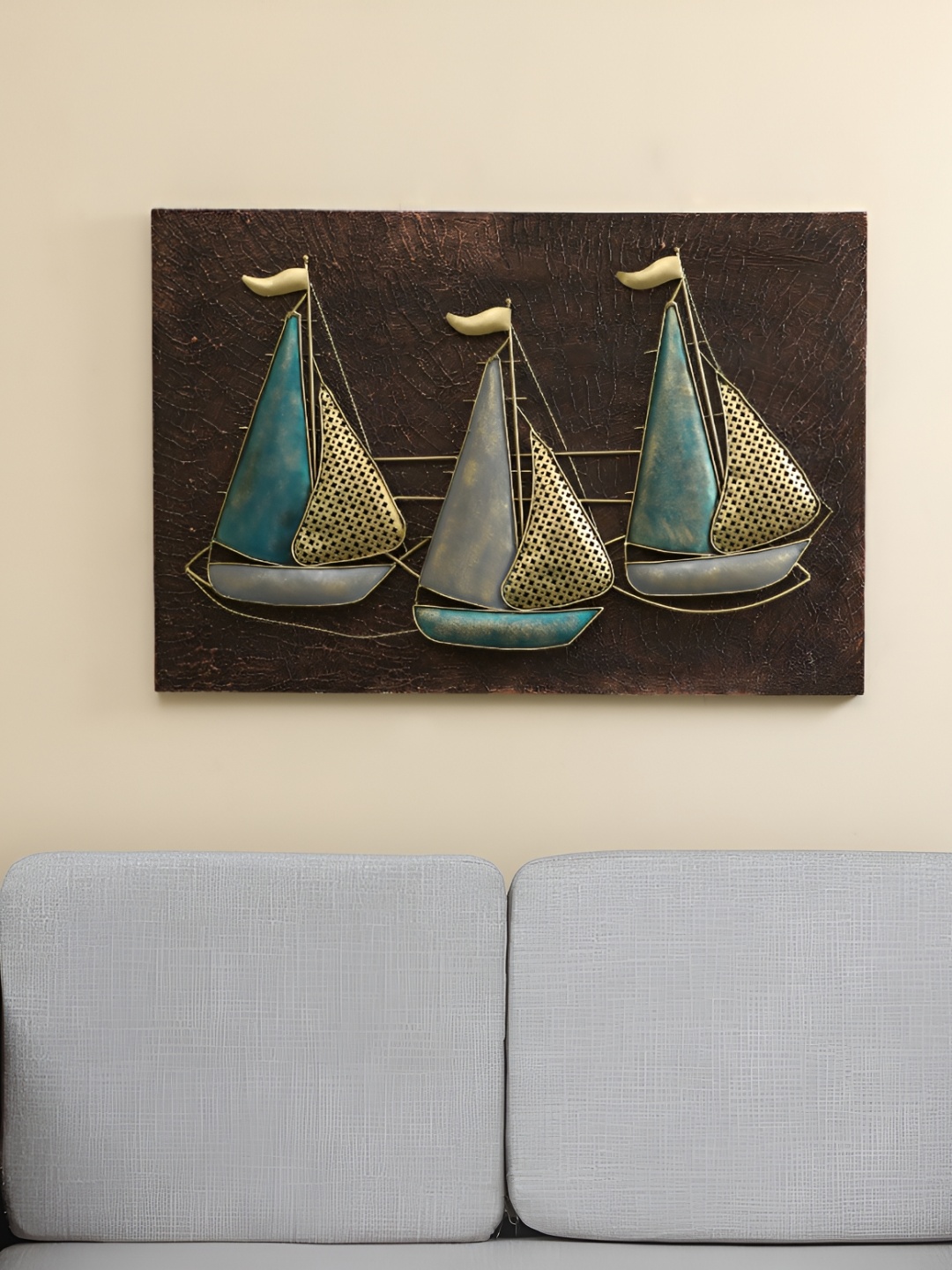 

vedas Blue & Grey Textured Metal Wall Decor