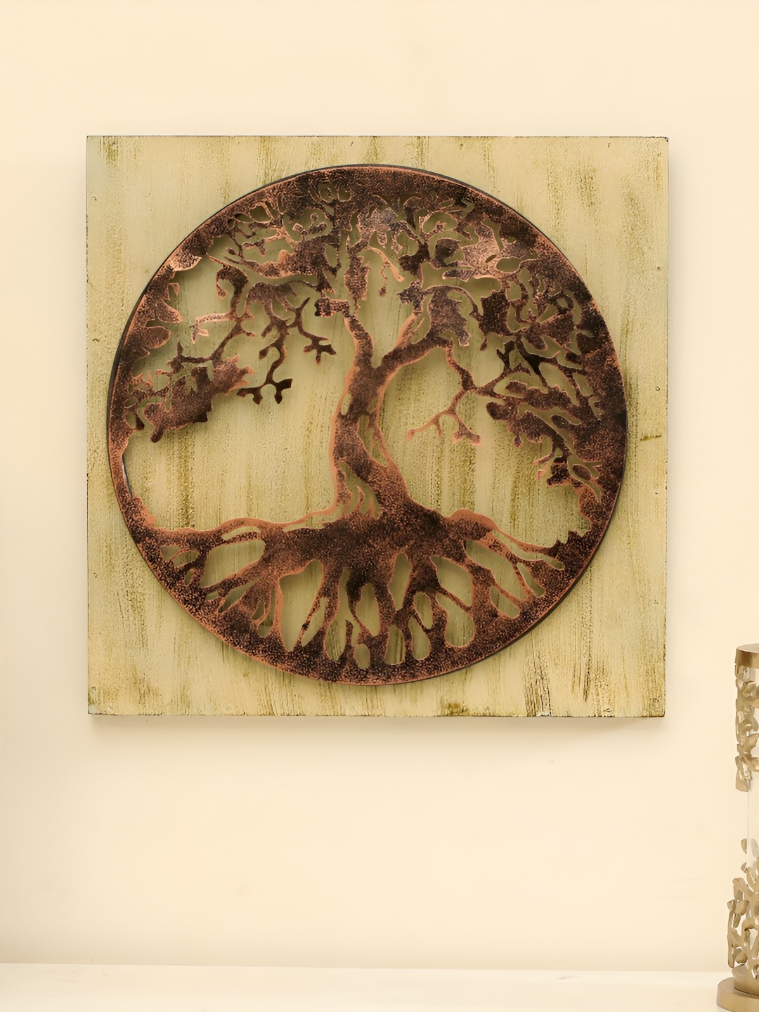 

vedas Beige & Brown Textured Metal Abstract Wall Decor