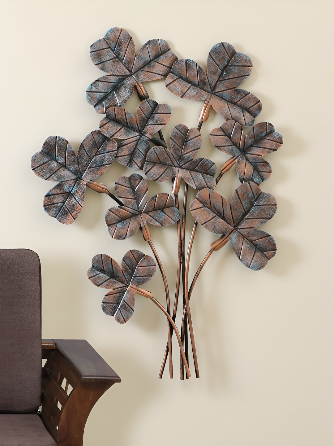 

vedas Metallic Toned & Blue Flower Metal Wall Hanging