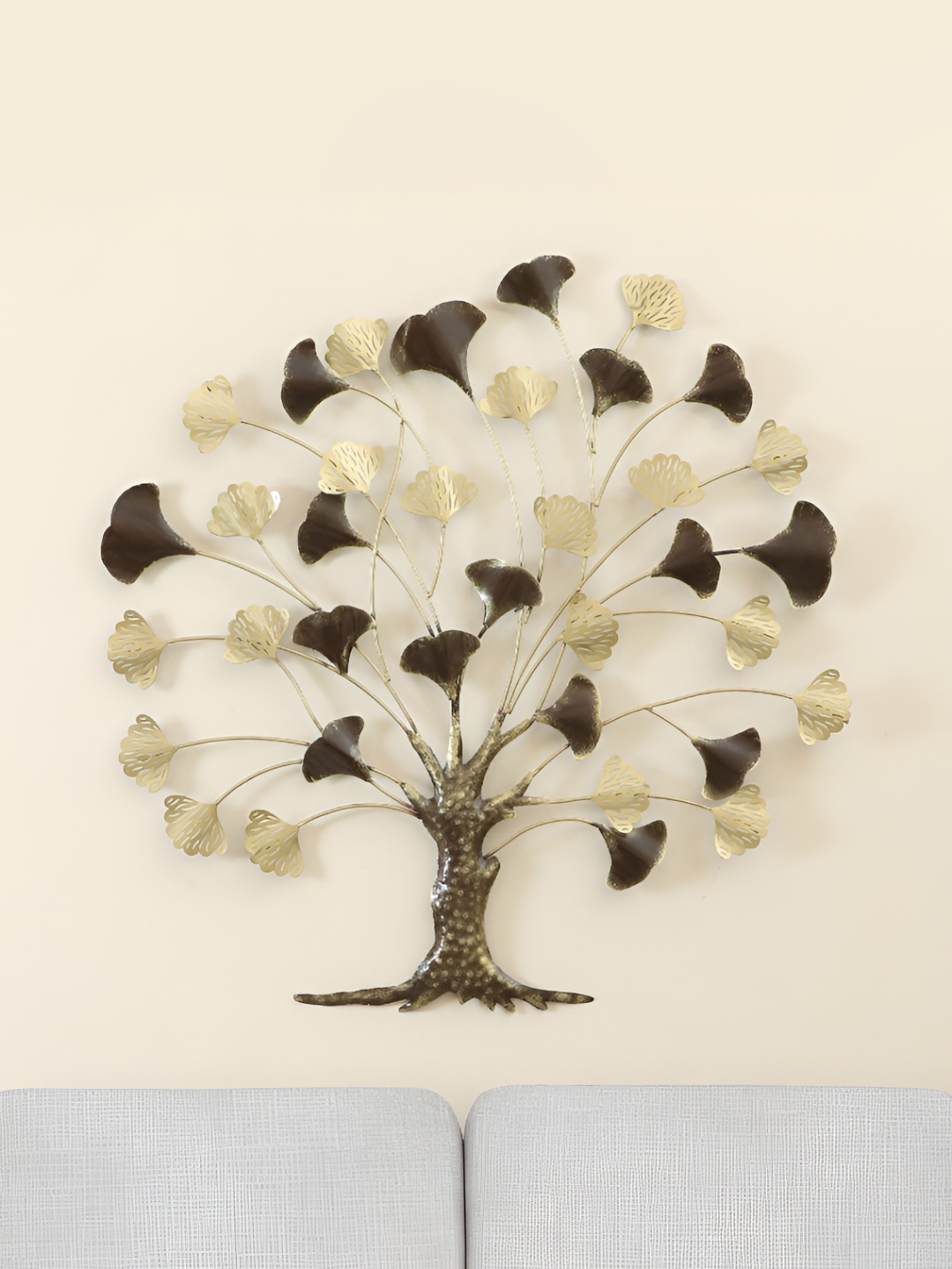 vedas W-Botanical Beige & Brown Metal Ginko Tree Wall Decor