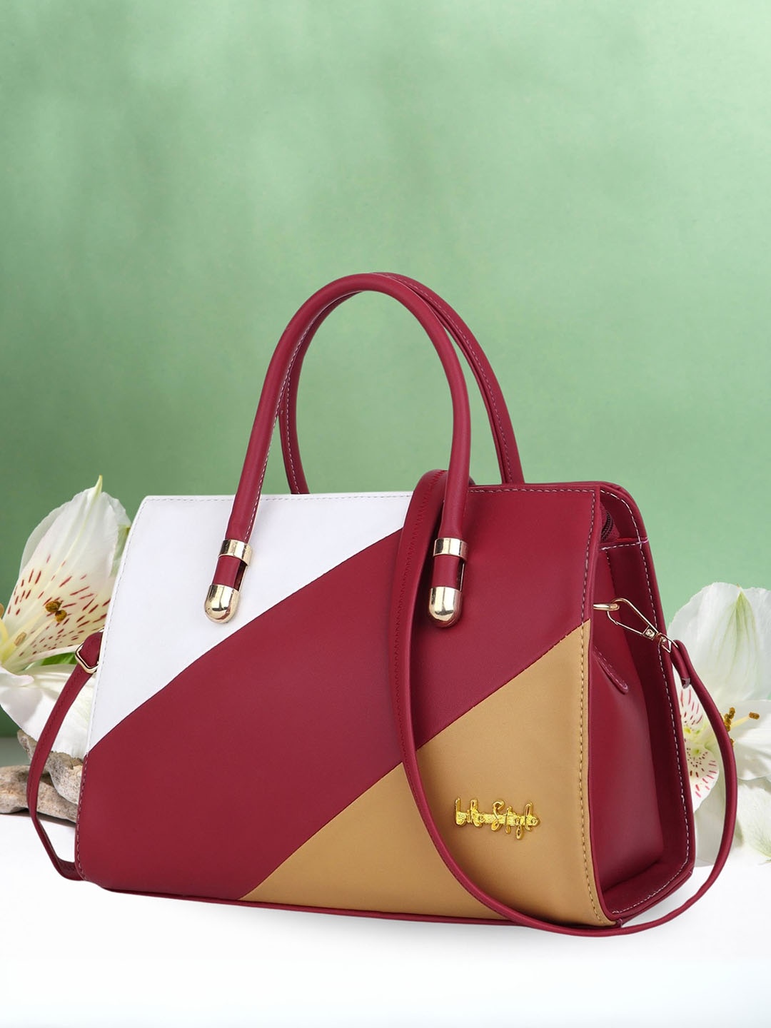 

LIKE STYLE PU Structured Handheld Bag, Maroon