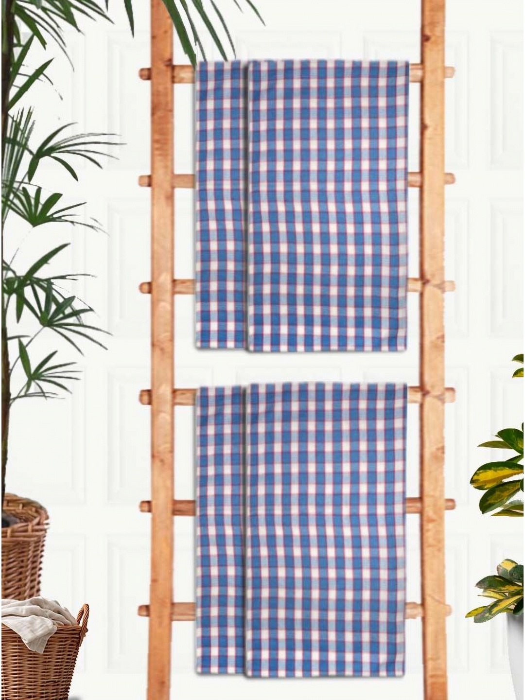 

Athom Living Blue & White 6 Pieces Printed Cotton 210 GSM Bath Towel