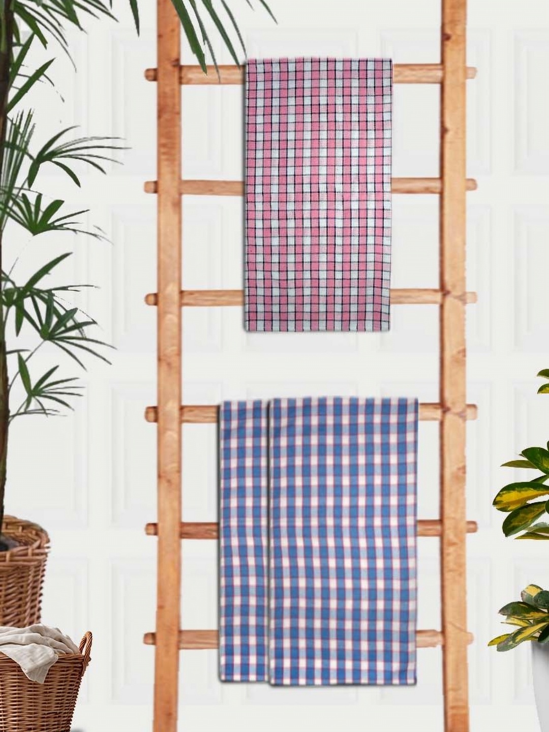 

Athom Living Blue & White 6 Pieces Striped Cotton 210 GSM Bath Towel