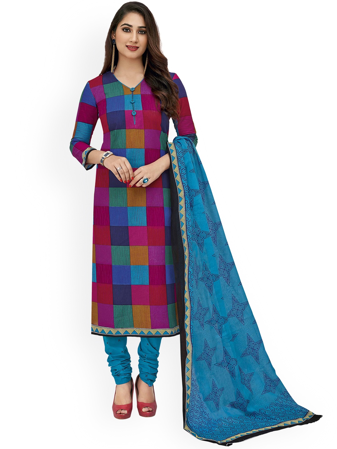 

MIRAAN Cotton Kurta with Pant & Dupatta, Blue