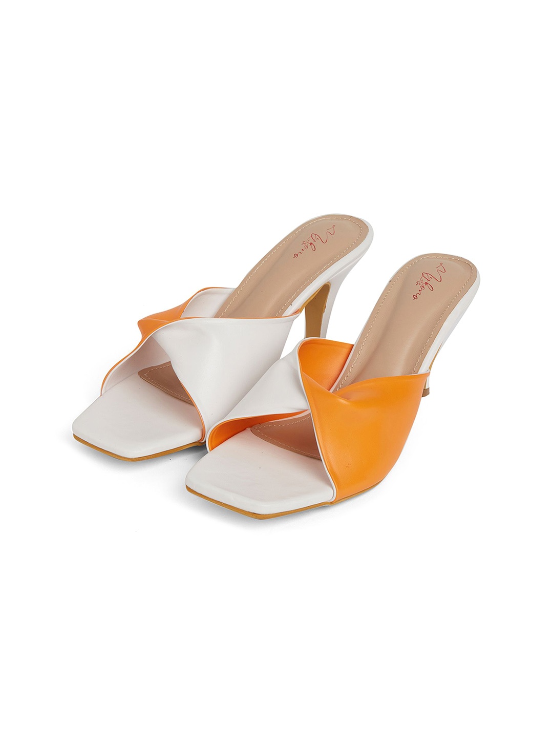

Mykono Embellished Block Sandals with Bows, Orange