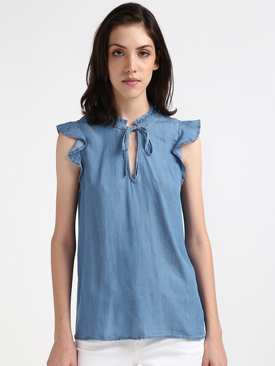 

Tommy Hilfiger Tie-Up Neck Cap Sleeve Top, Blue