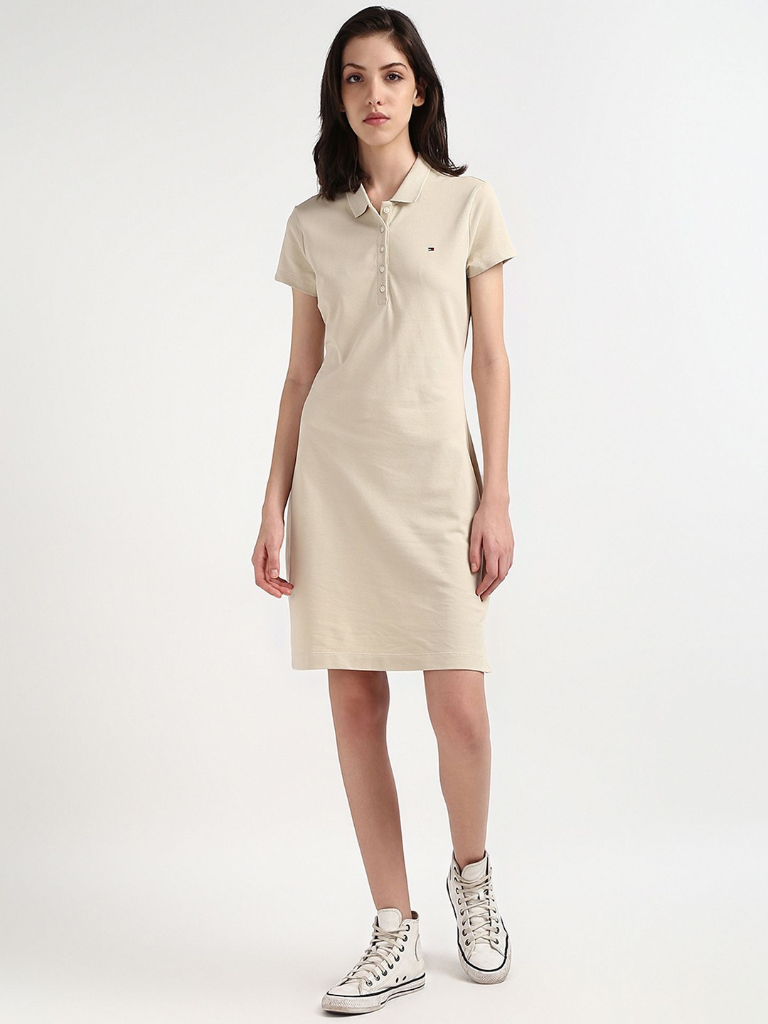 

Tommy Hilfiger Women Polo Collar T-shirt Dress, Beige