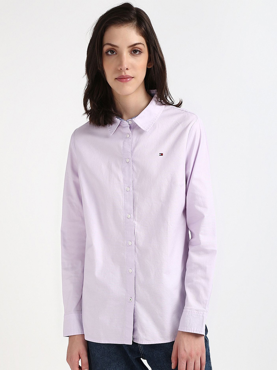 

Tommy Hilfiger Opaque Cotton Casual Shirt, Purple