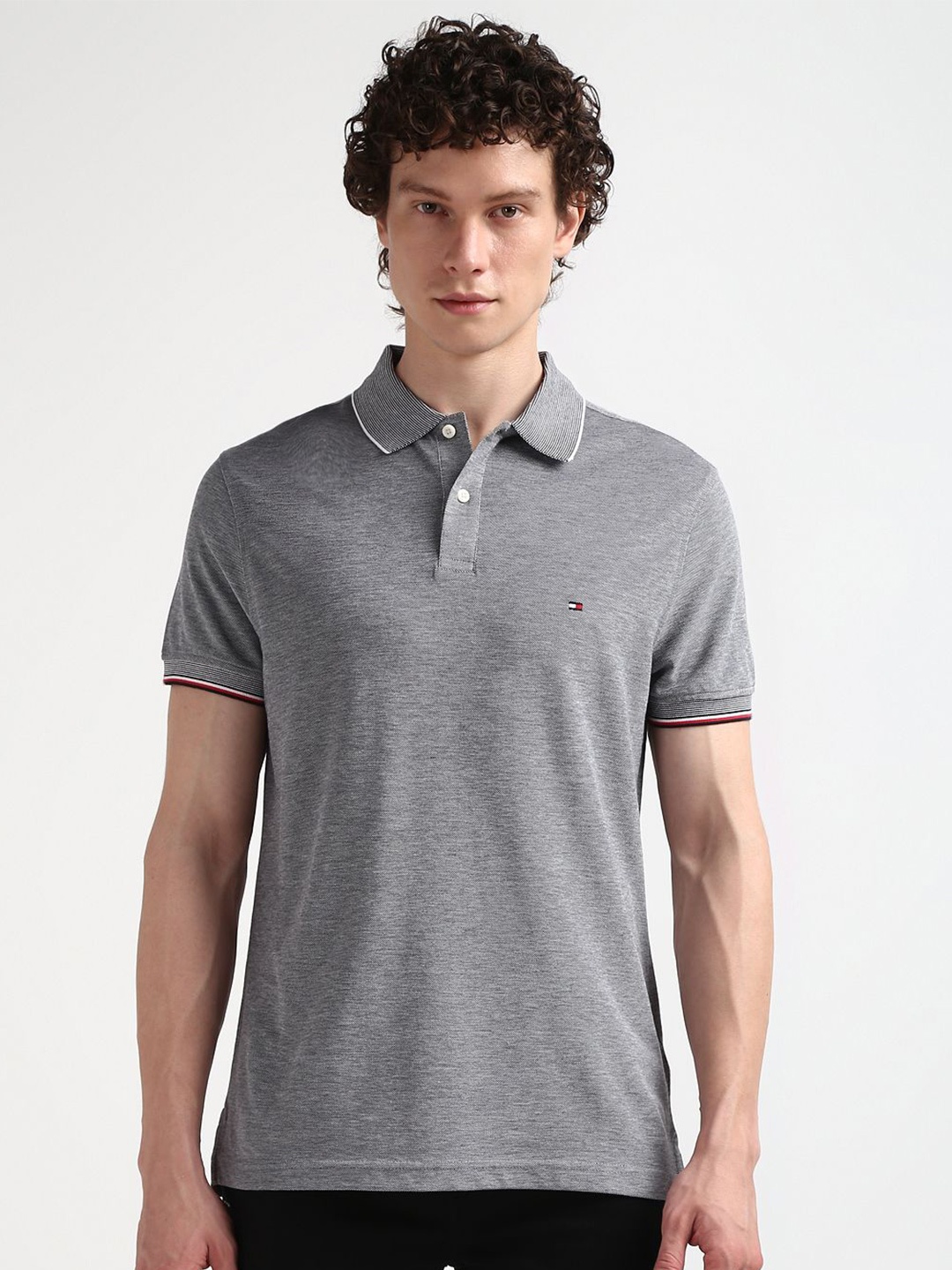 

Tommy Hilfiger Polo Collar Cotton Slim Fit T-shirt, Grey