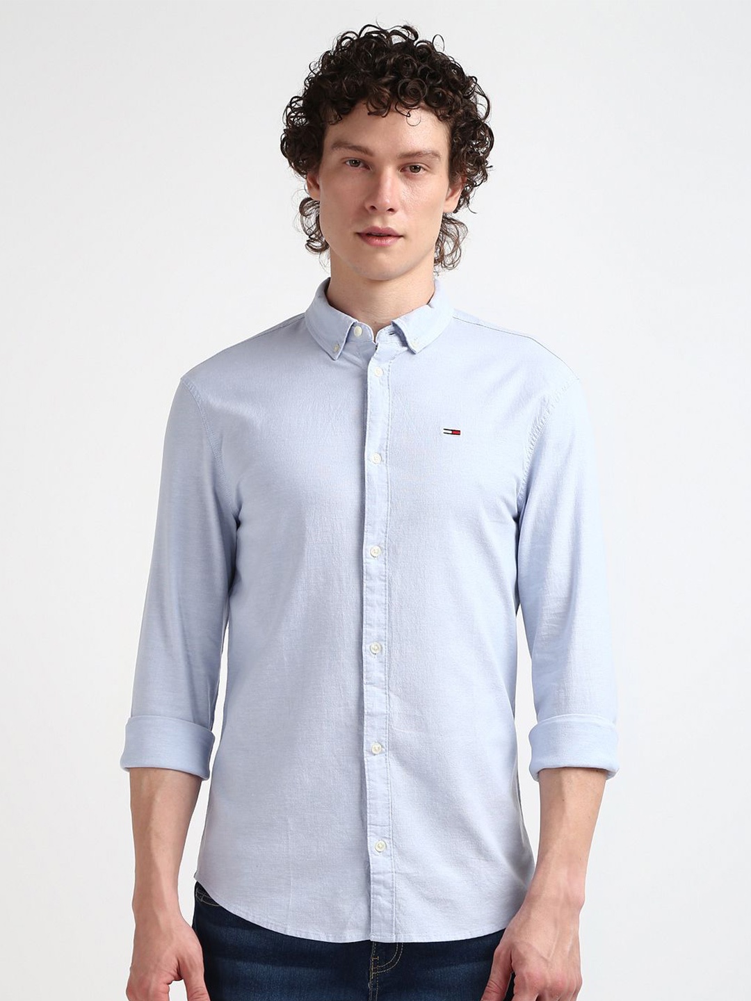 

Tommy Hilfiger Slim Fit Opaque Cotton Casual Shirt, Blue