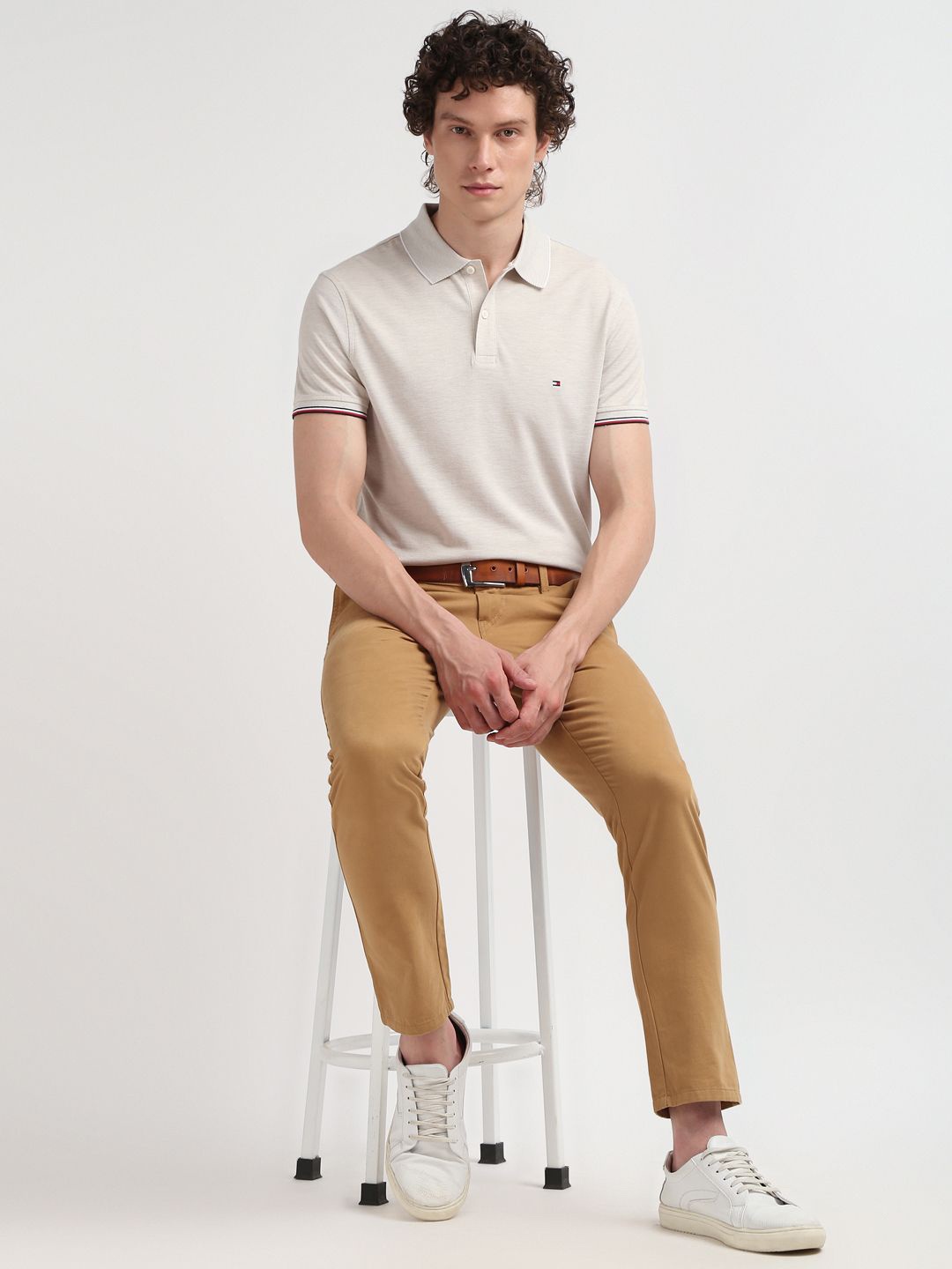 

Tommy Hilfiger Polo Collar Short Sleeves Cotton Regular Fit T-shirt, Beige