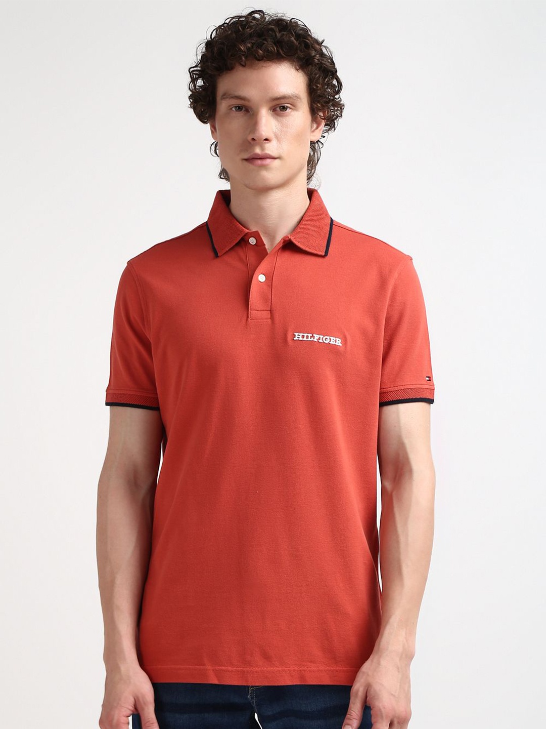 

Tommy Hilfiger Polo Collar Short Sleeves Cotton Regular Fit T-shirt, Red