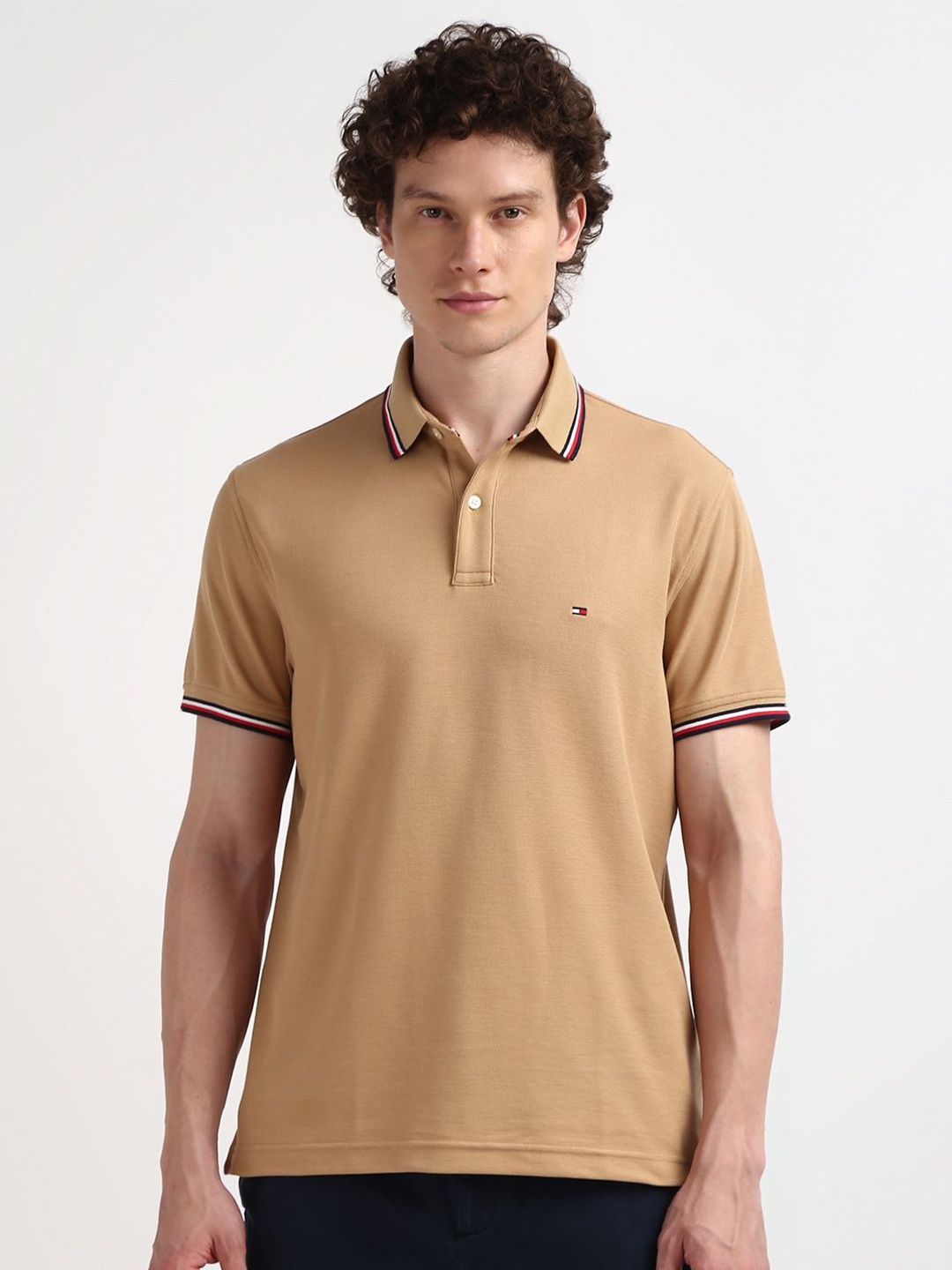 

Tommy Hilfiger Polo Collar Short Sleeves Cotton T-shirt, Brown