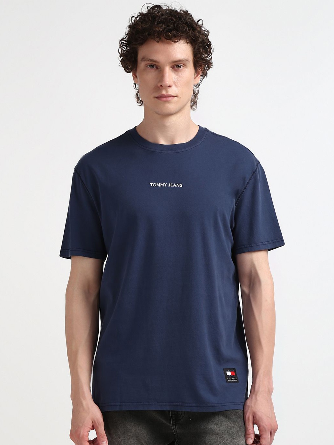 

Tommy Hilfiger Round Neck Short Sleeves Regular Fit Cotton T-shirt, Navy blue