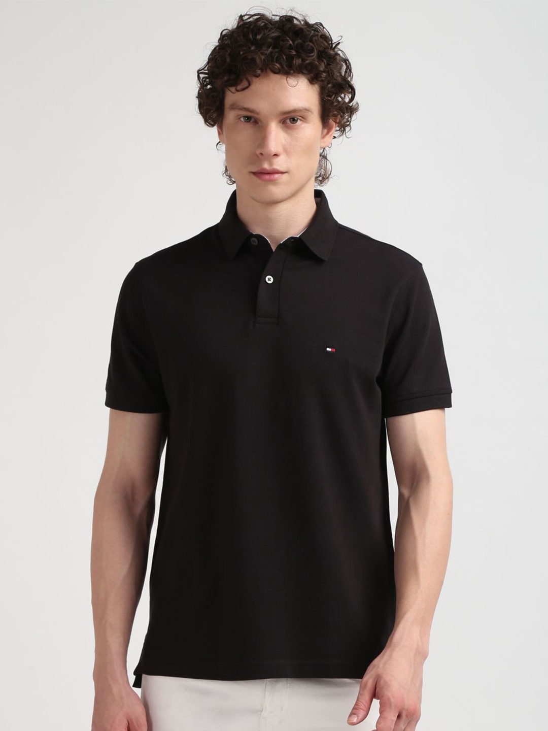 

Tommy Hilfiger Polo Collar Cotton T-shirt, Black