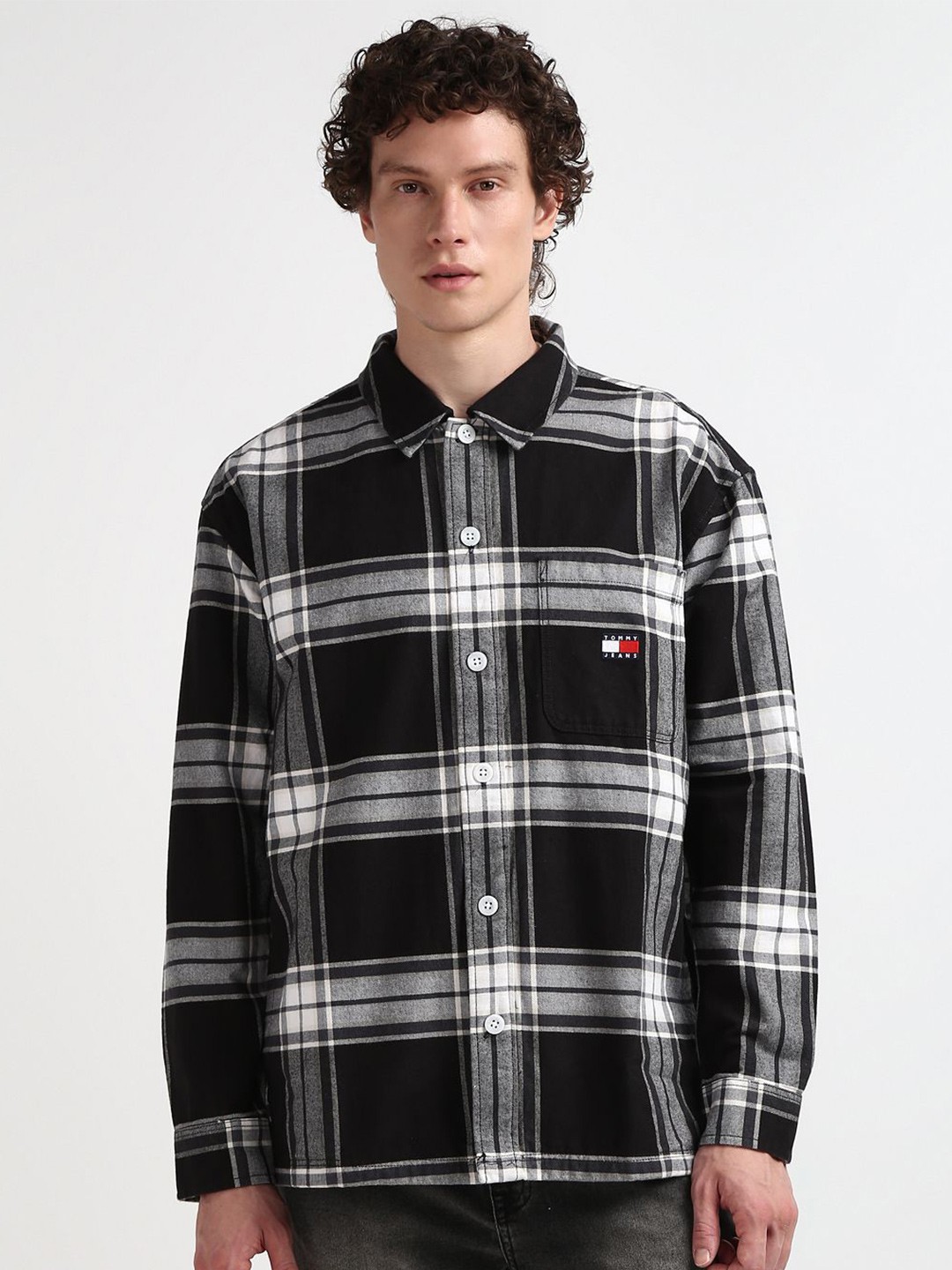 

Tommy Hilfiger Tartan Checks Opaque Checked Cotton Casual Shirt, Black