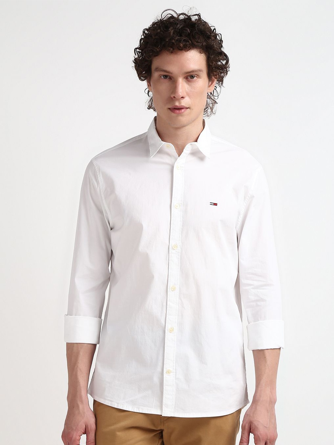

Tommy Hilfiger Spread Collar Cotton Casual Shirt, White