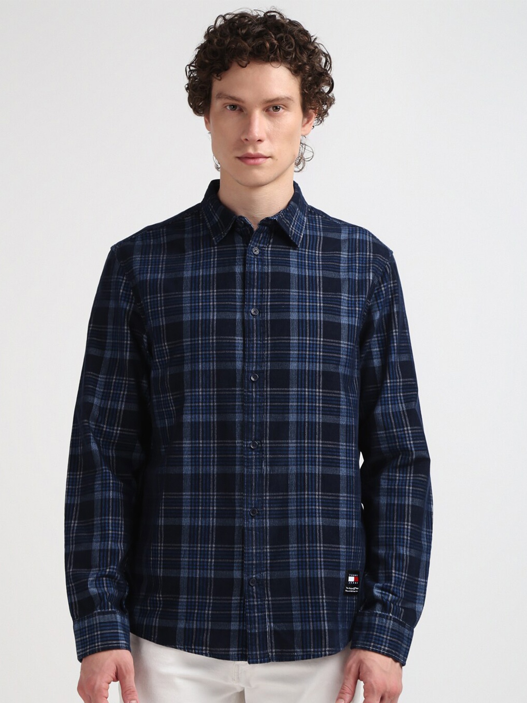 

Tommy Hilfiger Tartan Checks Opaque Checked Cotton Casual Shirt, Navy blue