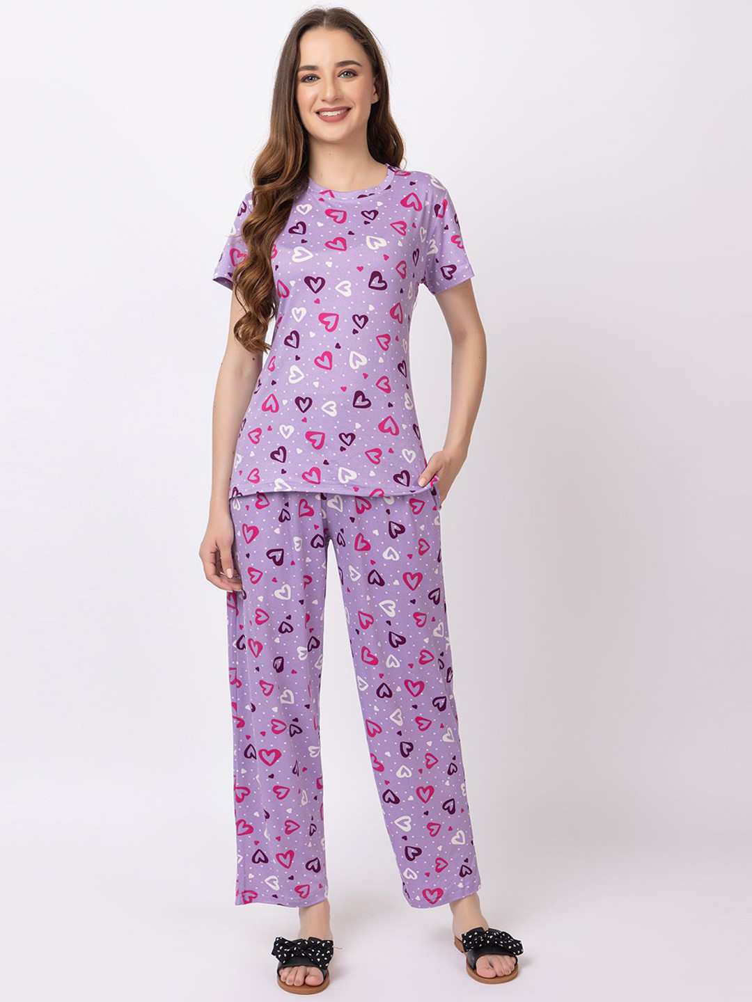 

KEIKO Conversational Printed Night suit, Purple